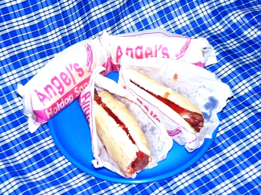 Okay, they look just like jumbo hotdogs but they actually are footlongs that we requested to b cut in half.
